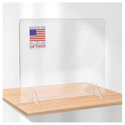 SPEEDYORDERS Protective Sneeze Guard, 1/4" thick 30" W x 24" H NO Opening Clear Acrylic Plexiglass Shield For Counters, Transaction Window for Employers & Customers, Barrier Against Sneezing in Kuwait