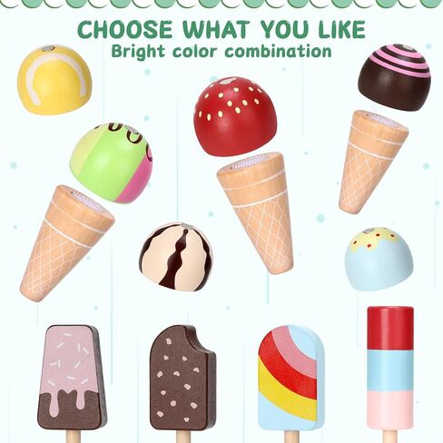 Toys for 2 3 4 Year Old Girls Gifts,2 3 4 Year Old Girl Gifts,Girl Toys Age 2 3,Play Store Pretend Play Toys,Ice Cream Play Set,Wooden Toddler Girl Toys 2-3,Play Food Sets for Kids Kitchen in Kuwait