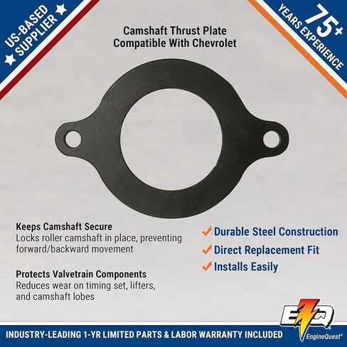 V8 Camshaft Thrust Plate | 5.0L 305/5.7L 350 LT1 / LT4 / L98 Vortec Engines | 3.900" Tip-to-Tip | Steel Retainer Plate | Direct Replacement in Kuwait