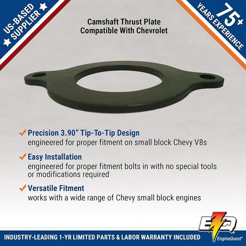 V8 Camshaft Thrust Plate | 5.0L 305/5.7L 350 LT1 / LT4 / L98 Vortec Engines | 3.900" Tip-to-Tip | Steel Retainer Plate | Direct Replacement in Kuwait