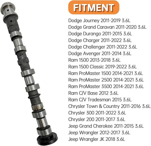 5184377AG Left Side Exhaust Camshaft Compatible with Jeep for Dodge for Chrysler & for Ram 3.6L V6 Models 05184377AH 5184377AE 5184377AF 5184377AD in Kuwait