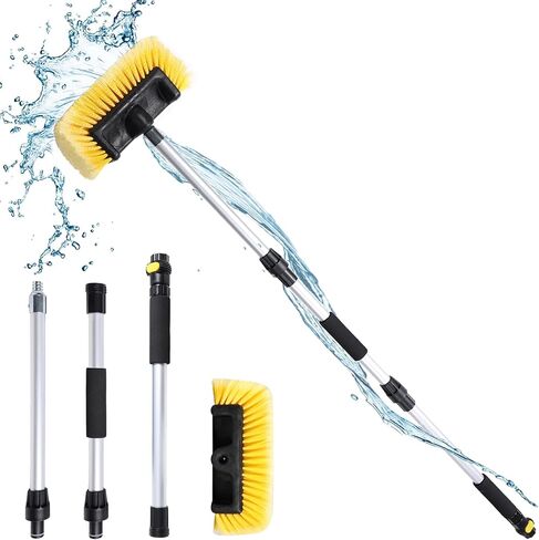 54" Car Wash Brush with Long Handle and 12" Soft Bristle Brush Head, Water Flow-Thru Car Washing Brush with Hose Attachment for Cleaning Car, RV, Truck, Boat, Camper, House Siding and More in Kuwait