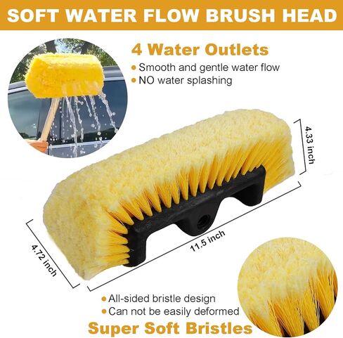 54" Car Wash Brush with Long Handle and 12" Soft Bristle Brush Head, Water Flow-Thru Car Washing Brush with Hose Attachment for Cleaning Car, RV, Truck, Boat, Camper, House Siding and More in Kuwait