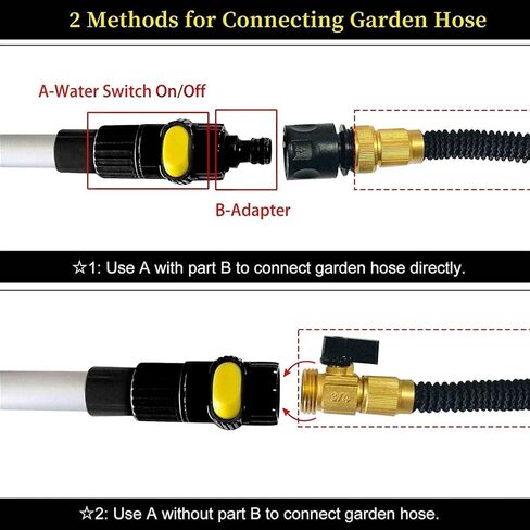 Buyplus 5-12 Foot (20 ft Reach) Car Wash Brush with 12-Inch Soft Bristle, On/Off Switch Telescopic Car Truck Boat Washing Brush with Hose Attachment for Cleaning RVs, House Siding, Floors and More! in Kuwait