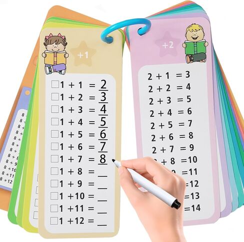 1-12 Multiplication Flash Cards, Large Math Times Table Flashcards Chart, with 15 Cards, 2 Dry Erase Markers, 1 Rings, Educational Multiplication Game for Kids, 1st, 2nd, 3rd Grades Classroom Home in Kuwait