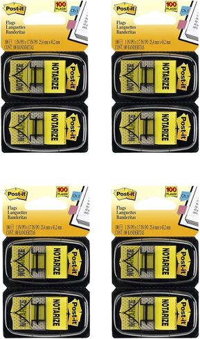 أعلام رسائل Post-it، "Notarize"، أصفر، 1 بوصة، 2 موزع/عبوة، 4 عبوات (680-NZ2) in Kuwait