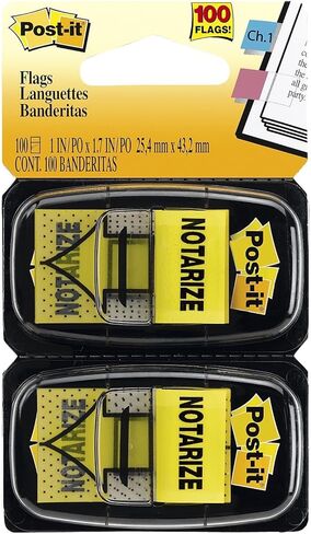 أعلام رسائل Post-it، "Notarize"، أصفر، 1 بوصة، 2 موزع/عبوة، 4 عبوات (680-NZ2) in Kuwait
