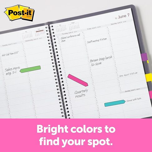 أعلام أسهم Post-it، ألوان زاهية متنوعة، 0.47 بوصة × 1.7 بوصة، 16 موزعًا، إجمالي 384 علمًا، علامات صفحات لاصقة قابلة للإزالة للمخططين والمجلات والتقويمات والمستندات in Kuwait
