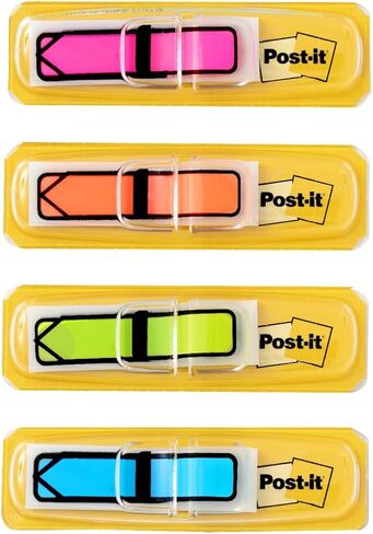 أعلام أسهم Post-it، ألوان زاهية متنوعة، 0.47 بوصة × 1.7 بوصة، 16 موزعًا، إجمالي 384 علمًا، علامات صفحات لاصقة قابلة للإزالة للمخططين والمجلات والتقويمات والمستندات in Kuwait