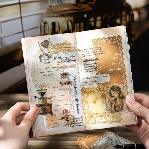 60 قطعة من سجل القصاصات القديم، مجموعة لوازم سجل القصاصات، مجموعة ورق من المواد القديمة لمجلة غير المرغوب فيها، حزمة ورق حرفية تزيينية جمالية للمراهقين والبالغين in Kuwait