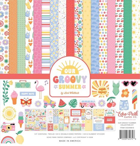 Our Groovy Summer Collection Kit for Cardmaking and Scrapbooking, 12x12 Double Sided Paper Kit in Kuwait