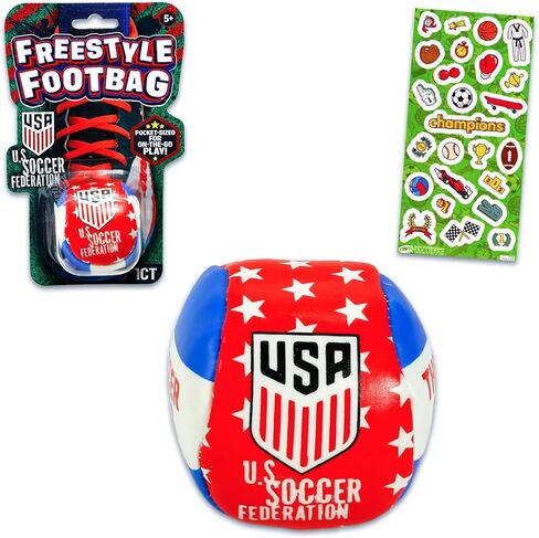 Official US Soccer Footbag - Bundle with Pocket Sized Footbag for Kick Style Games, Juggling, Tricks, More Plus Sports Stickers | Soccer Ball Foot Bag Set in Kuwait