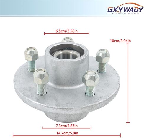 GXYWADY Pre-Assembled 5 on 4.5 Inch Galvanized Trailer Hub Kit Replacement for 3500 lbs 84 Spindle with Trailer Bearing Kit (5 Pieces/Set) in Kuwait