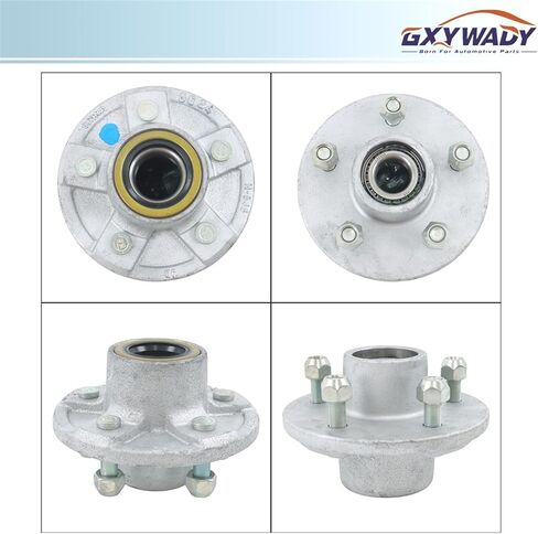 GXYWADY Pre-Assembled 5 on 4.5 Inch Galvanized Trailer Hub Kit Replacement for 3500 lbs 84 Spindle with Trailer Bearing Kit (5 Pieces/Set) in Kuwait