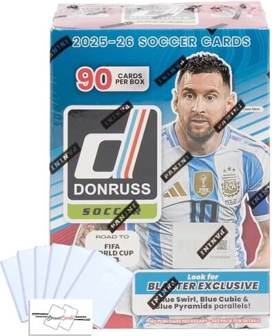 2025-2026 Donruss Road to World Cup Soccer Blaster Box مع 90 بطاقة تداول إجمالية + 6 أدوات تحميل علوية ومغناطيس StreetCards! ابحث عن كابوم! in Kuwait