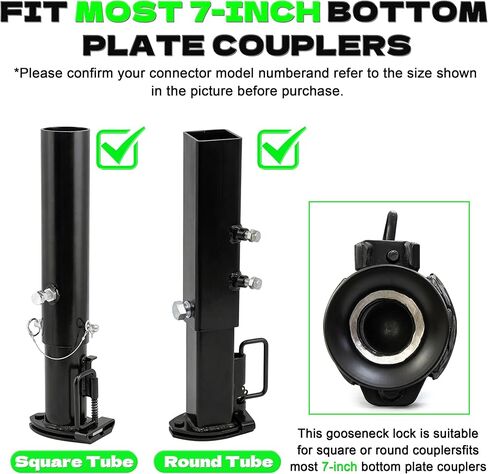 KJE Gooseneck Trailer Coupler Lock, Heavy Duty Anti-Theft Hitch Security for Most 7-Inch Bottom Plate, Fits Round & Square Trailer Tubes in Kuwait