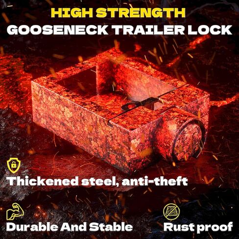 KJE Gooseneck Trailer Coupler Lock, Heavy Duty Anti-Theft Hitch Security for Most 7-Inch Bottom Plate, Fits Round & Square Trailer Tubes in Kuwait