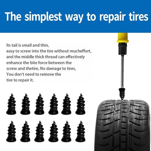 Tire Repair Rubber Nail Kit with Extraction Pliers, Screwdriver and Gloves - 40 PCS Vacuum Tire Repair Screws, Emergency Tubeless Tire Plug Kit for Car, Motorcycle, Truck, SUV, ATV in Kuwait