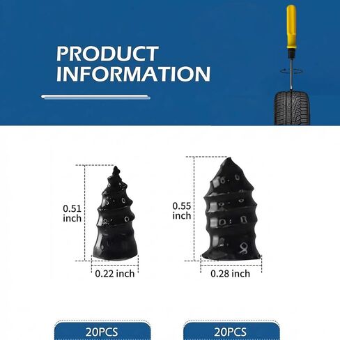 Tire Repair Rubber Nail Kit with Extraction Pliers, Screwdriver and Gloves - 40 PCS Vacuum Tire Repair Screws, Emergency Tubeless Tire Plug Kit for Car, Motorcycle, Truck, SUV, ATV in Kuwait