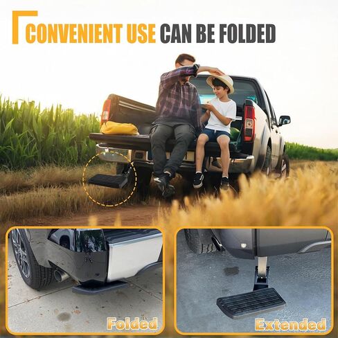GSPSCN Rear Bed Step Replacement for 2021 2022 2023 Ford F150 F-150 (Excludes Dual Exhaust), Retractable Tailgate Bedstep Bumper Tailgate Step Folding Truck Step Replace# 75328-01A，7532801A in Kuwait