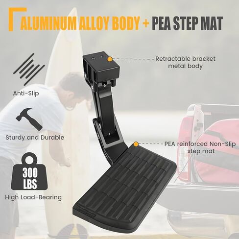 GSPSCN Rear Bed Step Replacement for 2021 2022 2023 Ford F150 F-150 (Excludes Dual Exhaust), Retractable Tailgate Bedstep Bumper Tailgate Step Folding Truck Step Replace# 75328-01A，7532801A in Kuwait
