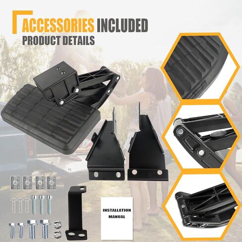 GSPSCN Rear Bed Step Replacement for 2021 2022 2023 Ford F150 F-150 (Excludes Dual Exhaust), Retractable Tailgate Bedstep Bumper Tailgate Step Folding Truck Step Replace# 75328-01A，7532801A in Kuwait