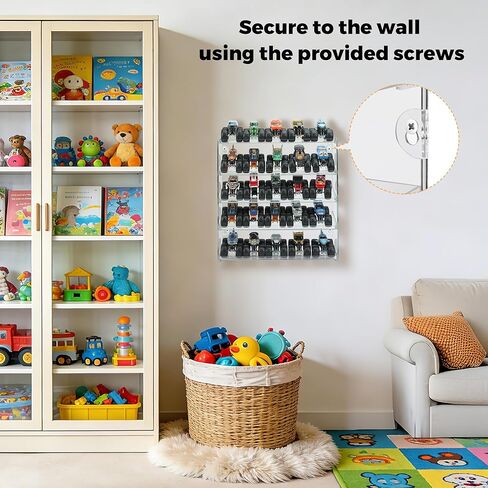 25 Monster Trucks Display Case for 1:64 Scale Monster Trucks, 5-Tier Clear Monster Truck Storage Organizer, Wall Mount Display Shelf Holds 25 Trucks, Toy Car Display Case for Collectors & Kids in Kuwait