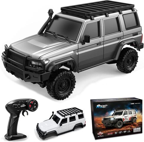 1:43 Scale RC Crawler, HB-R43 Mini 4WD Off-Road RC Car with 2.4G Remote, Battery & Lights RTR for Adults Hobby Gifts Toys (Yellow) in Kuwait