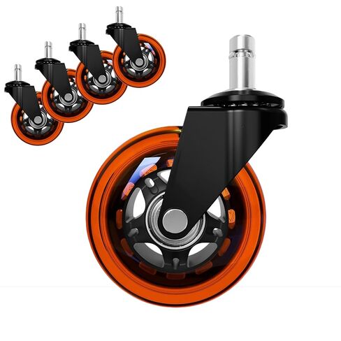 3 Inch Office Chair Wheels Set of 5, 10mm Rubber Chair Casters Replacement, Heavy Duty Gaming Chair Wheels Protection for Hardwood Floors Without Chair Mats - 650lbs in Saudi Arabia