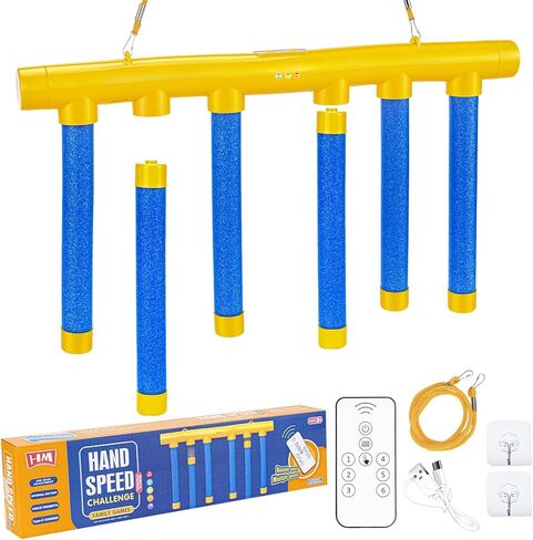 Reflex Drop Sticks Challenge Game - 3 Adjustable Speed Modes, Hand-Eye Coordination & Reaction Training Toy, Fun Catch Falling Sticks Game for Kids, Adults(Yellow & Blue) in Kuwait