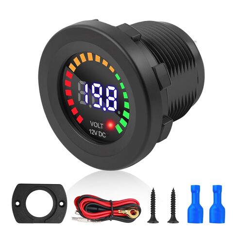 Volt Meter 12 Volt with LED Digital Display Panel,12V DC Battery Voltage Meter with Mounting Plate & Cables for Voltage Monitoring,Universal Voltages Gauge Car Accessories in Kuwait