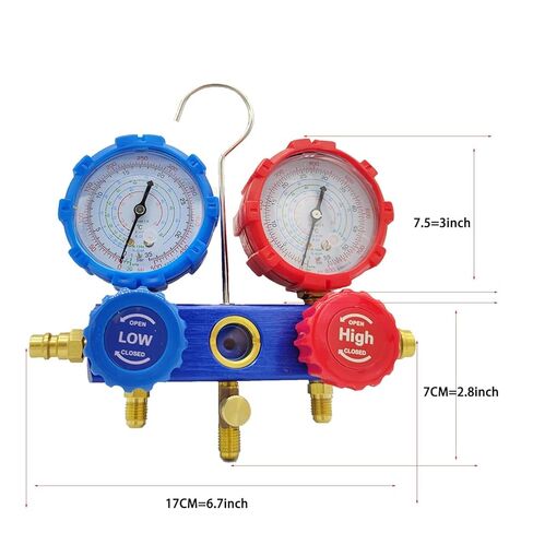 Refrigerant Manifold Gauge Set Diagnostic Air Conditioning Tool Hook Hose for R410A R22 R404A R134A Refrigerant Charging in Kuwait