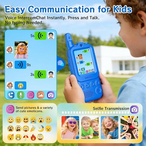 Video Walkie Talkies for Kids 2 Pack, Rechargeable Video Intercom Toys with Fun Chat Hub, Voice Changer & Sticker Effect – Long Range 2 Way Radio for Indoor & Outdoor, Gift for Boys Girls Ages 3-12 in Kuwait