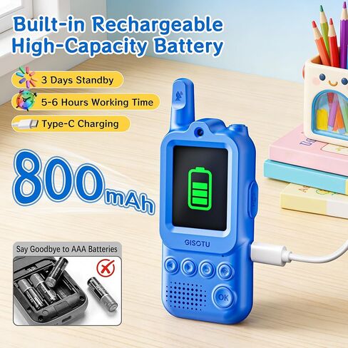 Video Walkie Talkies for Kids 2 Pack, Rechargeable Video Intercom Toys with Fun Chat Hub, Voice Changer & Sticker Effect – Long Range 2 Way Radio for Indoor & Outdoor, Gift for Boys Girls Ages 3-12 in Kuwait
