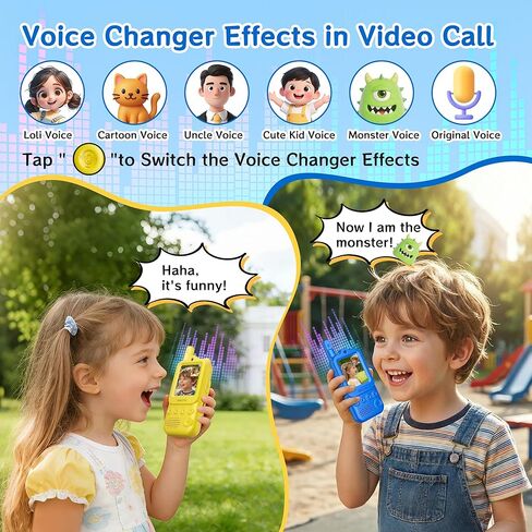 Video Walkie Talkies for Kids 2 Pack, Rechargeable Video Intercom Toys with Fun Chat Hub, Voice Changer & Sticker Effect – Long Range 2 Way Radio for Indoor & Outdoor, Gift for Boys Girls Ages 3-12 in Kuwait