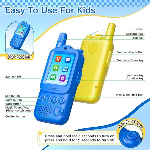 Video Walkie Talkies for Kids 2 Pack, Rechargeable Video Intercom Toys with Fun Chat Hub, Voice Changer & Sticker Effect – Long Range 2 Way Radio for Indoor & Outdoor, Gift for Boys Girls Ages 3-12 in Kuwait