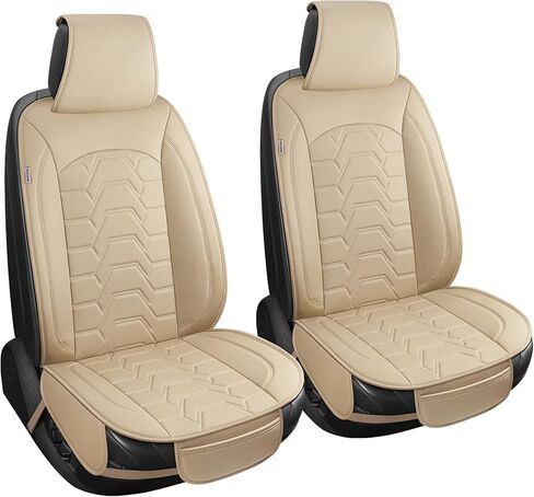 Leather car Seat Covers Breathable Car Seat Protector Front seat Covers Universal Fit for 95% Car Truck SUV Van Vehicles （Black，2PCS） in Kuwait
