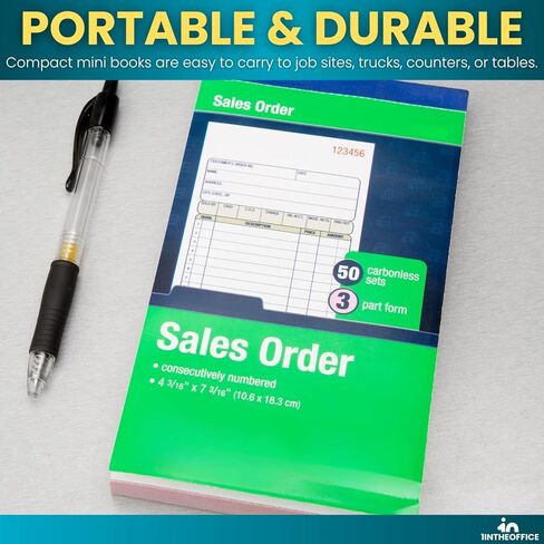 كتاب طلبات المبيعات 1InTheOffice، 3 أجزاء باللونين الأزرق والأبيض بدون كربون، 50 ورقة، 5 عبوات in Kuwait