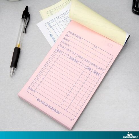 كتاب طلبات المبيعات 1InTheOffice، 3 أجزاء باللونين الأزرق والأبيض بدون كربون، 50 ورقة، 5 عبوات in Kuwait