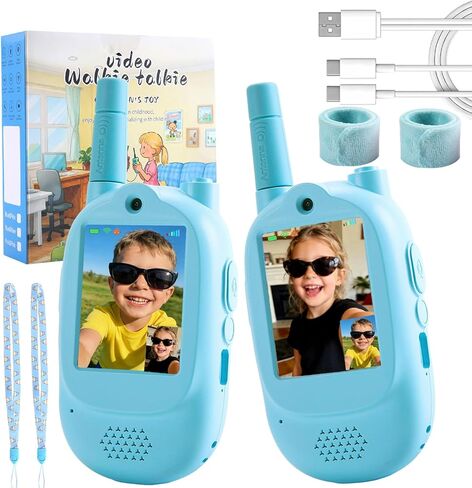 Girls walkie talkies 2 Pack 1600 ft Range Rechargeable Real-Time Video Voice Changer Walkie Talkies for Girls with Watch Straps, Perfect for Backyard Play Gifts for Boys Girls Ages 3-12 Pink in Saudi Arabia
