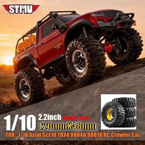 إطارات STMU 2.2 بوصة لزاحف الصخور OD 4.72 بوصة مع بطانة إسفنجية فائقة النعومة لسيارة 1/10 روك الزاحف Traxxas TRX4 RC4WD D90 Axial SCX10 II TF2 Gen8 Tamiya CC01 (الإطارات) in Kuwait