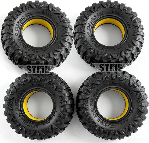 إطارات STMU 2.2 بوصة لزاحف الصخور OD 4.72 بوصة مع بطانة إسفنجية فائقة النعومة لسيارة 1/10 روك الزاحف Traxxas TRX4 RC4WD D90 Axial SCX10 II TF2 Gen8 Tamiya CC01 (الإطارات) in Kuwait