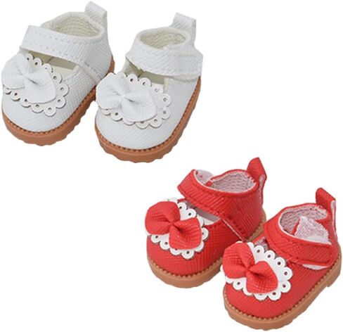 niannyyhouse Bow Tie Leather Shoes Length 3.6cm 10cm Plush Doll 1/8BJD Accessories (Black+Pink) in Kuwait