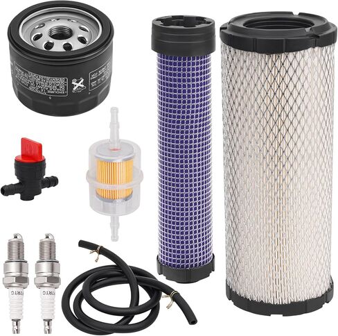 11013-7044 & 11013-7045 Inner & Outer Air Filter & 49065-7007 oil filter Compatiable with Kawasaki FX651V FX691V FX730V FX751V FX801V FX850V FX1000V with Spark Plug in Kuwait
