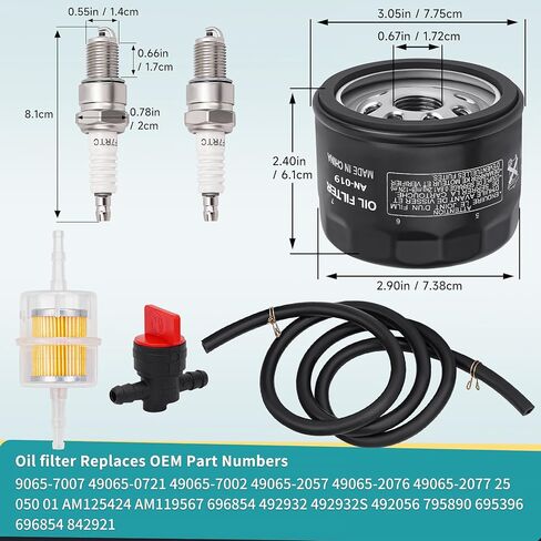 11013-7044 & 11013-7045 Inner & Outer Air Filter & 49065-7007 oil filter Compatiable with Kawasaki FX651V FX691V FX730V FX751V FX801V FX850V FX1000V with Spark Plug in Kuwait