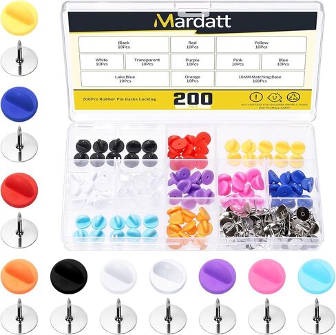 100 Sets Rubber Pin Backs Locking with Tie Tacks Blank Pins Kit, Round Star Heart Shape10 Colors Silicone Locks Rubber PVC Pin Backs for Securely Holding Uniform Badges Brooch Lapel Hats in Kuwait