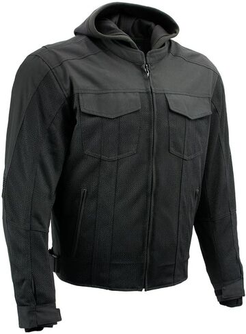 Milwaukee Leather Men's Requiem Mesh and 1300D Nylon Motorcycle Jacket with CE Armor, Removable Hoodie - MPM17018 in Kuwait