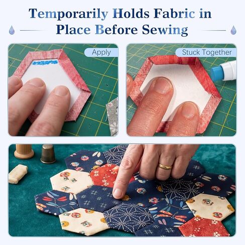 Temporary Fabric Glue Kit, 3.4oz Water Soluble Sewing Adhesive with Disappearing Blue Glue Pen and 2 Refills for Quilting, EPP, Applique, Patchwork and Fabric Basting in Kuwait