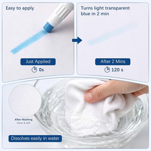 Temporary Fabric Glue Kit, 3.4oz Water Soluble Sewing Adhesive with Disappearing Blue Glue Pen and 2 Refills for Quilting, EPP, Applique, Patchwork and Fabric Basting in Kuwait
