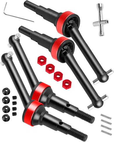 RC Driveshafts Axles Upgrades Part for 1/14 MJX Hyper Go 14301 14302 14303 14304 RC Car,Front Rear #45 Steel CVD Drive Shafts w/Wheel Hex Hub,Titanium in Kuwait